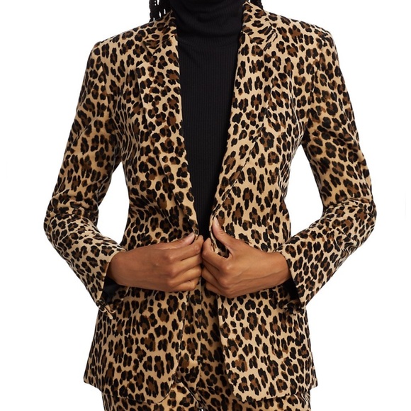 FRAME Classic Cheetah-Print Velvet Blazer - Picture 2 of 9